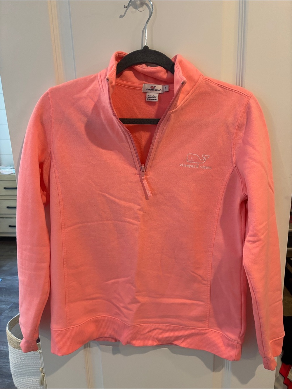 Vineyard Vines Coral Pink Quarter-Zip Pullover Sweatshirt